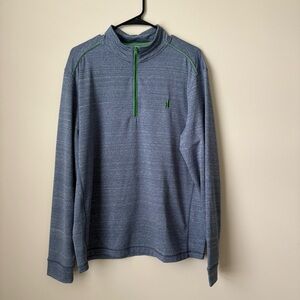 Johnnie-O Flex Performance 1/4 Zip Blue Pullover with Green Trim Size Large